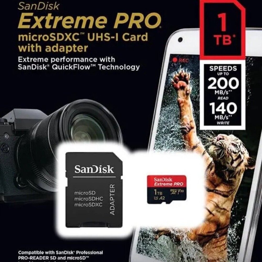 Sandisk 1TB Extreme PRO Micro SD MicroSDXC Memory Card SDSQXCD-1T00-GN6MA